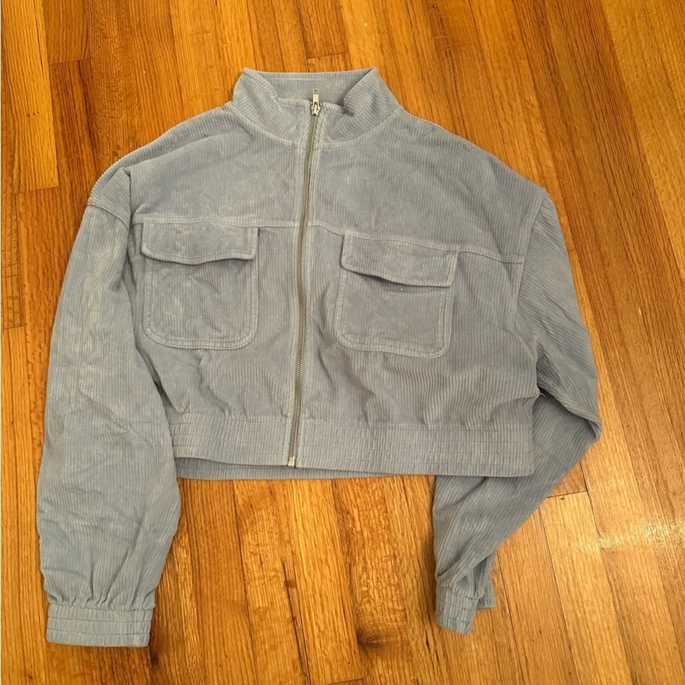 Aerie Groove-On Velour Full Zip Sweatshirt Jacket Cropped Womens Size XL (C)3